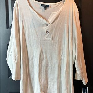 Karen Scott white Button-Front Top 2X